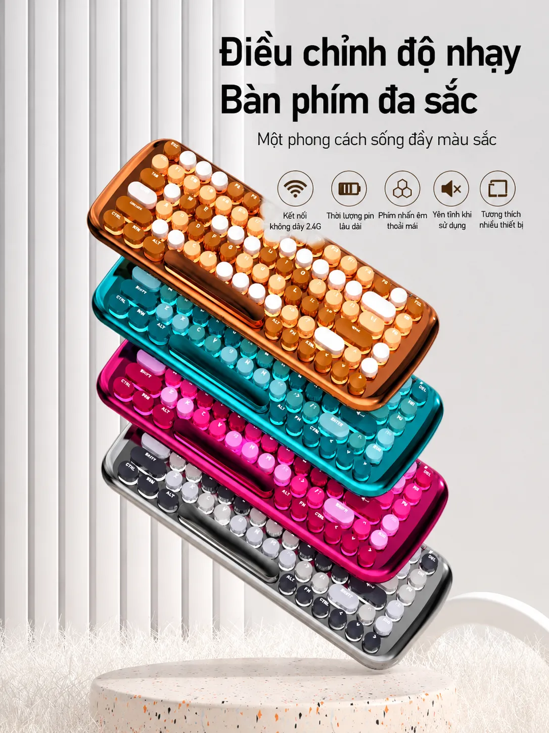 Bàn phím cơ  không dây 3 chế độ MOFII ROMI
